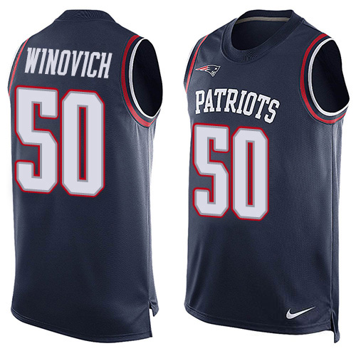 Nike Patriots #50 Chase Winovich Navy Blue Team Color Men's Stitched NFL Limited Tank Top Jersey Nike Patriots #50 Chase Winovich Navy Blue Team Color Men's Stitched NFL Limited Tank Top Jersey