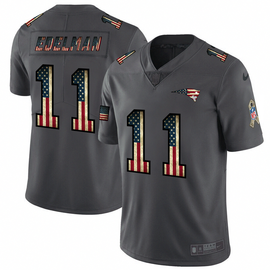 New England Patriots #11 Julian Edelman Nike 2018 Salute to Service Retro USA Flag Limited NFL Jersey New England Patriots #11 Julian Edelman Nike 2018 Salute to Service Retro USA Flag Limited NFL Jersey