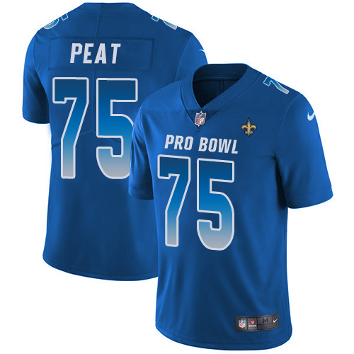 Nike Saints #75 Andrus Peat Royal Men's Stitched NFL Limited NFC 2019 Pro Bowl Jersey Nike Saints #75 Andrus Peat Royal Men's Stitched NFL Limited NFC 2019 Pro Bowl Jersey