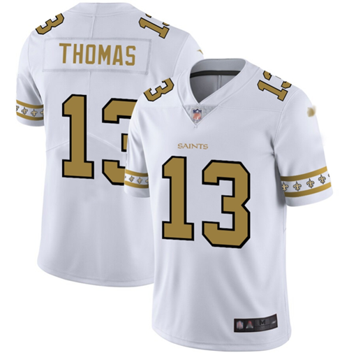 Nike Saints #13 Michael Thomas White Men's Stitched NFL Limited Team Logo Fashion Jersey Nike Saints #13 Michael Thomas White Men's Stitched NFL Limited Team Logo Fashion Jersey