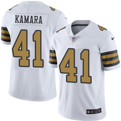 Nike Saints #41 Alvin Kamara White Men's Stitched NFL Limited Rush Jersey Nike Saints #41 Alvin Kamara White Men's Stitched NFL Limited Rush Jersey