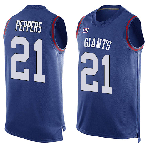 Nike Giants #21 Jabrill Peppers Royal Blue Team Color Men's Stitched NFL Limited Tank Top Jersey Nike Giants #21 Jabrill Peppers Royal Blue Team Color Men's Stitched NFL Limited Tank Top Jersey