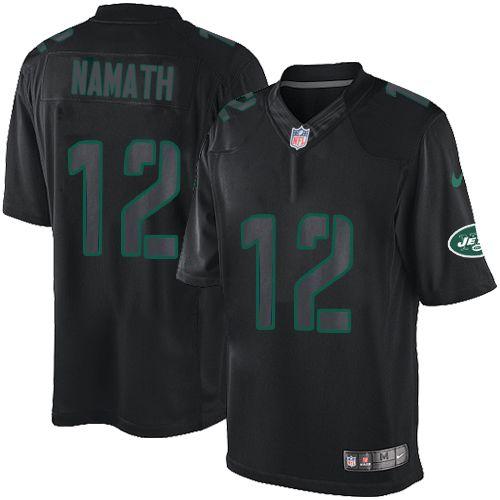 Nike Jets #12 Joe Namath Black Men's Stitched NFL Impact Limited Jersey Nike Jets #12 Joe Namath Black Men's Stitched NFL Impact Limited Jersey