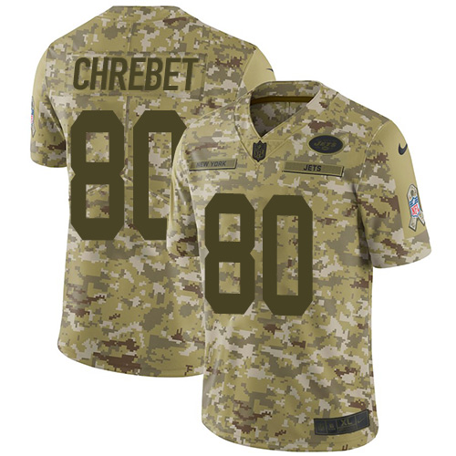 Nike Jets #80 Wayne Chrebet Camo Men's Stitched NFL Limited 2018 Salute To Service Jersey Nike Jets #80 Wayne Chrebet Camo Men's Stitched NFL Limited 2018 Salute To Service Jersey