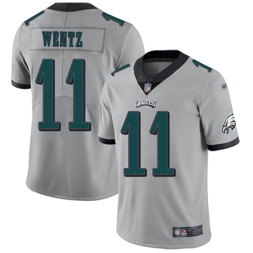 Nike Eagles #11 Carson Wentz Silver Men's Stitched NFL Limited Inverted Legend Jersey Nike Eagles #11 Carson Wentz Silver Men's Stitched NFL Limited Inverted Legend Jersey