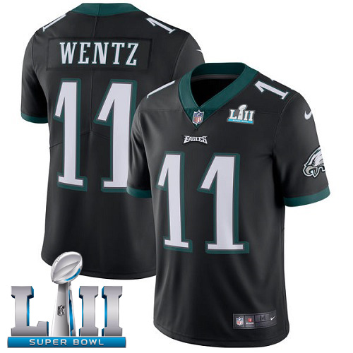 Nike Eagles #11 Carson Wentz Black Alternate Super Bowl LII Men's Stitched NFL Vapor Untouchable Limited Jersey Nike Eagles #11 Carson Wentz Black Alternate Super Bowl LII Men's Stitched NFL Vapor Untouchable Limited Jersey