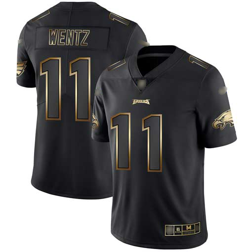 Nike Eagles #11 Carson Wentz Black/Gold Men's Stitched NFL Vapor Untouchable Limited Jersey Nike Eagles #11 Carson Wentz Black/Gold Men's Stitched NFL Vapor Untouchable Limited Jersey