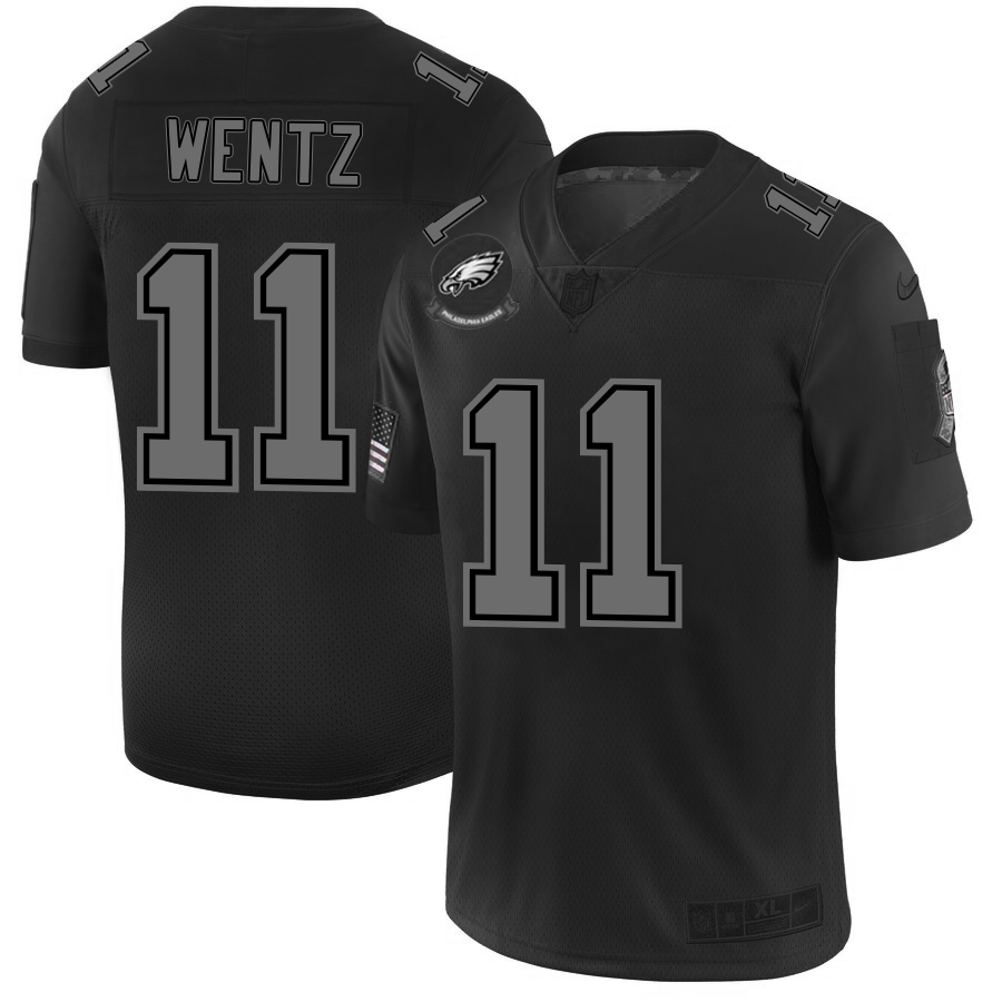 Philadelphia Eagles #11 Carson Wentz Men's Nike Black 2019 Salute to Service Limited Stitched NFL Jersey Philadelphia Eagles #11 Carson Wentz Men's Nike Black 2019 Salute to Service Limited Stitched NFL Jersey