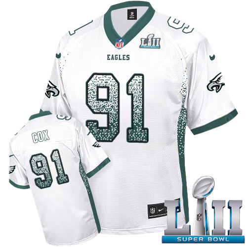 Nike Eagles #91 Fletcher Cox White Super Bowl LII Men's Stitched NFL Elite Drift Fashion Jersey Nike Eagles #91 Fletcher Cox White Super Bowl LII Men's Stitched NFL Elite Drift Fashion Jersey