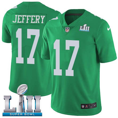 Nike Eagles #17 Alshon Jeffery Green Super Bowl LII Men's Stitched NFL Limited Rush Jersey Nike Eagles #17 Alshon Jeffery Green Super Bowl LII Men's Stitched NFL Limited Rush Jersey