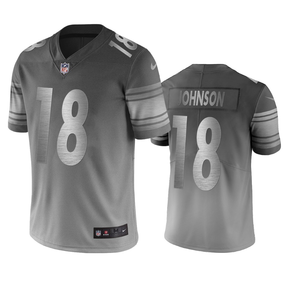 Pittsburgh Steelers #18 Diontae Johnson Silver Gray Vapor Limited City Edition NFL Jersey Pittsburgh Steelers #18 Diontae Johnson Silver Gray Vapor Limited City Edition NFL Jersey