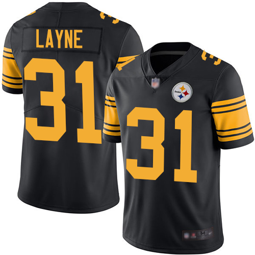 Nike Steelers #31 Justin Layne Black Men's Stitched NFL Limited Rush Jersey Nike Steelers #31 Justin Layne Black Men's Stitched NFL Limited Rush Jersey