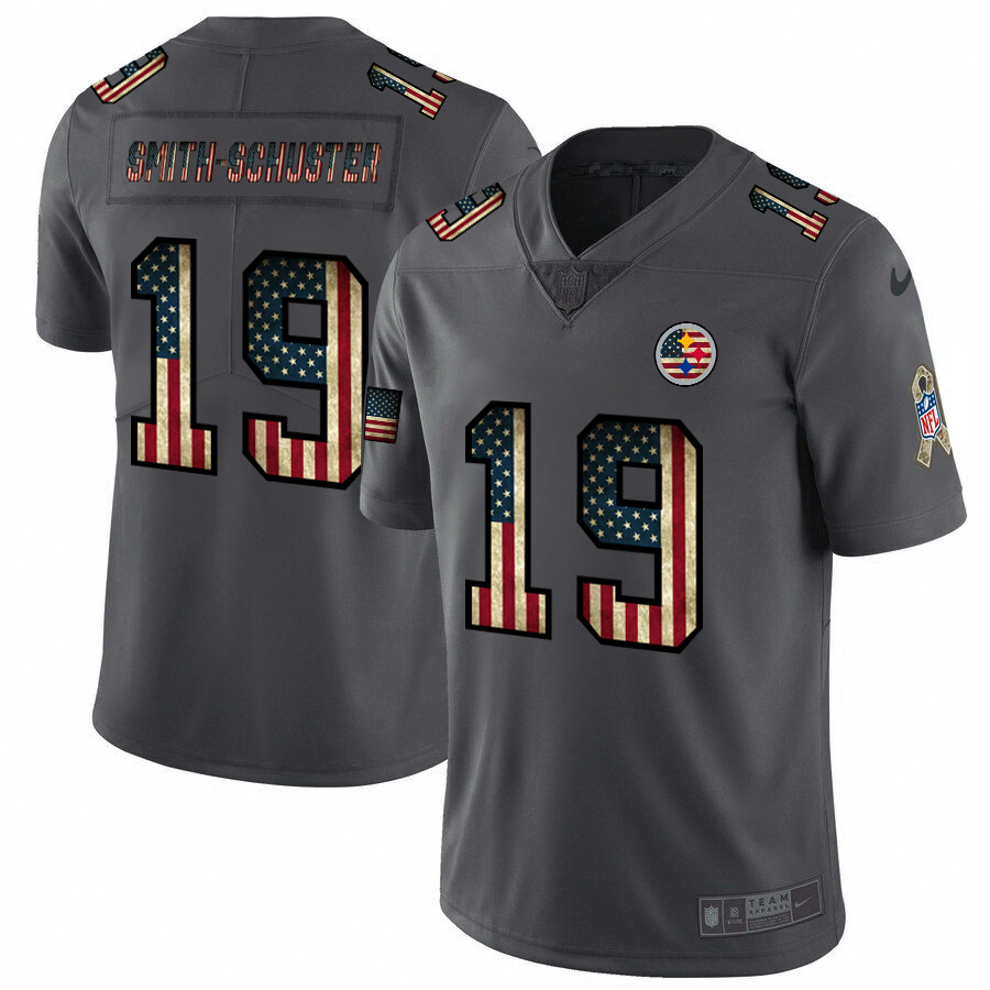 Pittsburgh Steelers #19 JuJu Smith-Schuster Nike 2018 Salute to Service Retro USA Flag Limited NFL Jersey Pittsburgh Steelers #19 JuJu Smith-Schuster Nike 2018 Salute to Service Retro USA Flag Limited NFL Jersey