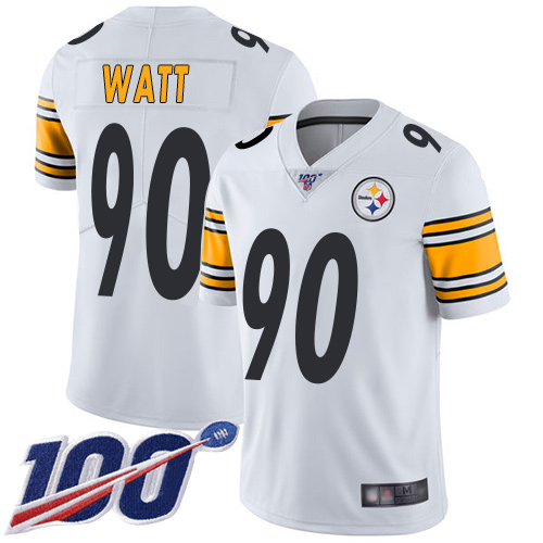Nike Steelers #90 T. J. Watt White Men's Stitched NFL 100th Season Vapor Limited Jersey Nike Steelers #90 T. J. Watt White Men's Stitched NFL 100th Season Vapor Limited Jersey
