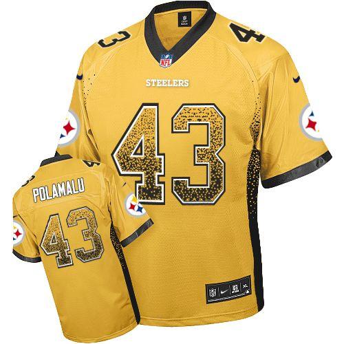 Nike Steelers #43 Troy Polamalu Gold Men's Stitched NFL Elite Drift Fashion Jersey Nike Steelers #43 Troy Polamalu Gold Men's Stitched NFL Elite Drift Fashion Jersey