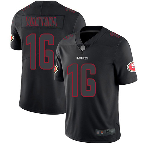 Nike 49ers #16 Joe Montana Black Men's Stitched NFL Limited Rush Impact Jersey Nike 49ers #16 Joe Montana Black Men's Stitched NFL Limited Rush Impact Jersey