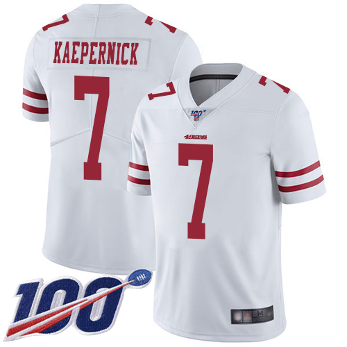 Nike 49ers #7 Colin Kaepernick White Men's Stitched NFL 100th Season Vapor Limited Jersey Nike 49ers #7 Colin Kaepernick White Men's Stitched NFL 100th Season Vapor Limited Jersey