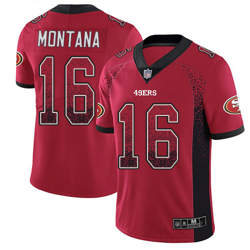 Nike 49ers #16 Joe Montana Red Team Color Men's Stitched NFL Limited Rush Drift Fashion Jersey Nike 49ers #16 Joe Montana Red Team Color Men's Stitched NFL Limited Rush Drift Fashion Jersey