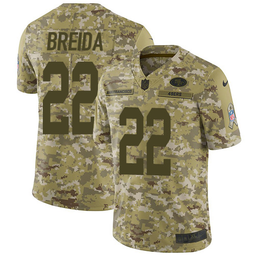 Nike 49ers #22 Matt Breida Camo Men's Stitched NFL Limited 2018 Salute To Service Jersey Nike 49ers #22 Matt Breida Camo Men's Stitched NFL Limited 2018 Salute To Service Jersey