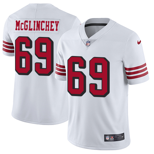 Nike 49ers #69 Mike McGlinchey White Rush Men's Stitched NFL Vapor Untouchable Limited Jersey Nike 49ers #69 Mike McGlinchey White Rush Men's Stitched NFL Vapor Untouchable Limited Jersey