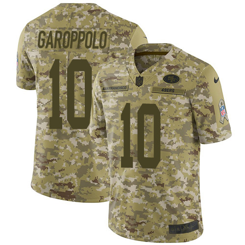 Nike 49ers #10 Jimmy Garoppolo Camo Men's Stitched NFL Limited 2018 Salute To Service Jersey Nike 49ers #10 Jimmy Garoppolo Camo Men's Stitched NFL Limited 2018 Salute To Service Jersey