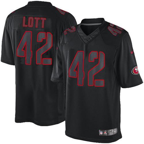 Nike 49ers #42 Ronnie Lott Black Men's Stitched NFL Impact Limited Jersey Nike 49ers #42 Ronnie Lott Black Men's Stitched NFL Impact Limited Jersey