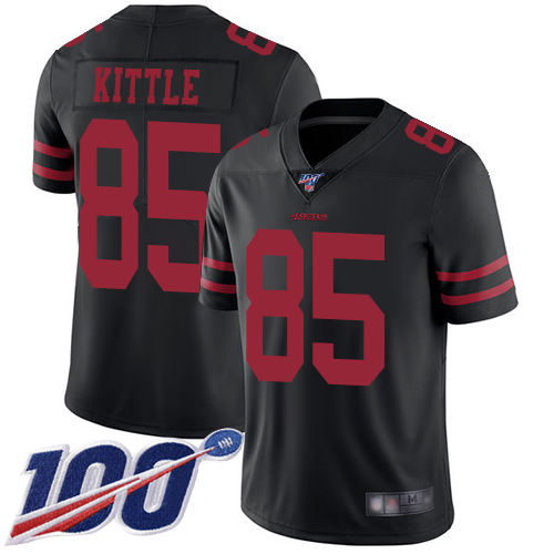 Nike 49ers #85 George Kittle Black Alternate Men's Stitched NFL 100th Season Vapor Limited Jersey Nike 49ers #85 George Kittle Black Alternate Men's Stitched NFL 100th Season Vapor Limited Jersey