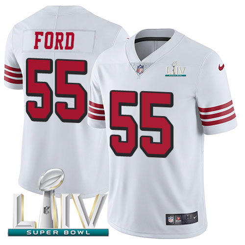 Nike 49ers #55 Dee Ford White Super Bowl LIV 2020 Rush Men's Stitched NFL Vapor Untouchable Limited Jersey Nike 49ers #55 Dee Ford White Super Bowl LIV 2020 Rush Men's Stitched NFL Vapor Untouchable Limited Jersey