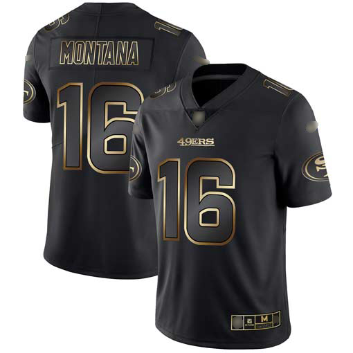 Nike 49ers #16 Joe Montana Black/Gold Men's Stitched NFL Vapor Untouchable Limited Jersey Nike 49ers #16 Joe Montana Black/Gold Men's Stitched NFL Vapor Untouchable Limited Jersey