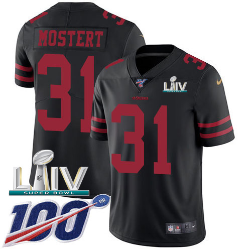Nike 49ers #31 Raheem Mostert Black Super Bowl LIV 2020 Alternate Men's Stitched NFL 100th Season Vapor Untouchable Limited Jersey Nike 49ers #31 Raheem Mostert Black Super Bowl LIV 2020 Alternate Men's Stitched NFL 100th Season Vapor Untouchable Limited Jersey