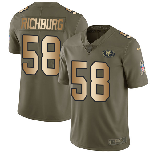 Nike 49ers #58 Weston Richburg Olive/Gold Men's Stitched NFL Limited 2017 Salute To Service Jersey Nike 49ers #58 Weston Richburg Olive/Gold Men's Stitched NFL Limited 2017 Salute To Service Jersey