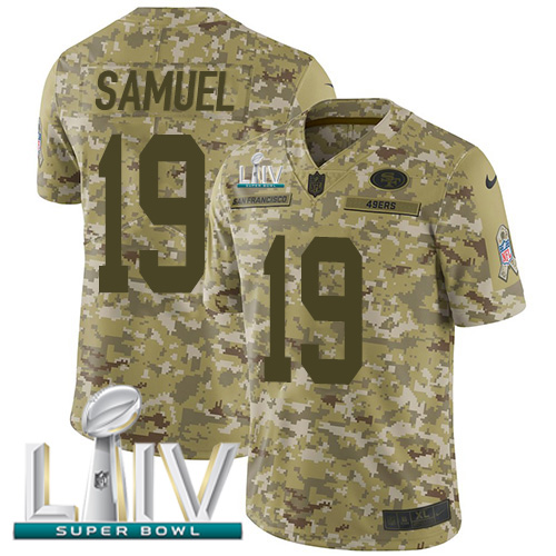 Nike 49ers #19 Deebo Samuel Camo Super Bowl LIV 2020 Men's Stitched NFL Limited 2018 Salute To Service Jersey Nike 49ers #19 Deebo Samuel Camo Super Bowl LIV 2020 Men's Stitched NFL Limited 2018 Salute To Service Jersey