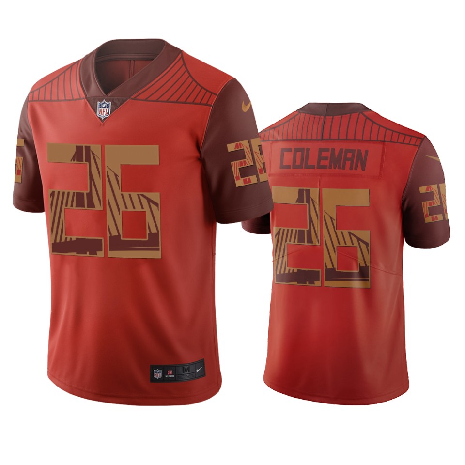 San Francisco 49ers #26 Tevin Coleman Orange Vapor Limited City Edition NFL Jersey San Francisco 49ers #26 Tevin Coleman Orange Vapor Limited City Edition NFL Jersey