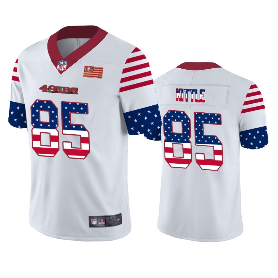 San Francisco 49ers #85 George Kittle White Men's Nike Team Logo USA Flag Vapor Untouchable Limited NFL Jersey San Francisco 49ers #85 George Kittle White Men's Nike Team Logo USA Flag Vapor Untouchable Limited NFL Jersey