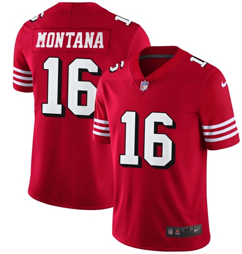 Nike 49ers #16 Joe Montana Red Team Color Men's Stitched NFL Vapor Untouchable Limited II Jersey Nike 49ers #16 Joe Montana Red Team Color Men's Stitched NFL Vapor Untouchable Limited II Jersey