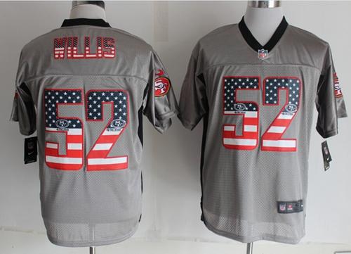 Nike 49ers #52 Patrick Willis Grey Men's Stitched NFL Elite USA Flag Fashion Jersey Nike 49ers #52 Patrick Willis Grey Men's Stitched NFL Elite USA Flag Fashion Jersey