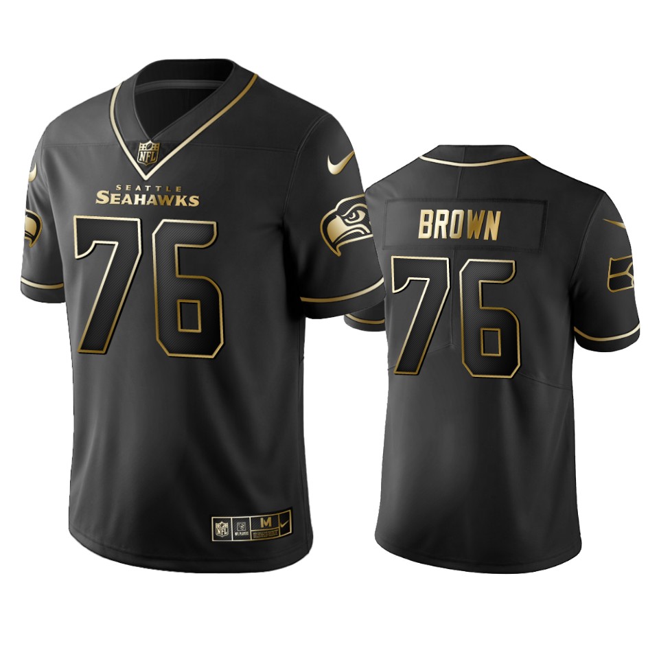 Seahawks #76 Duane Brown Men's Stitched NFL Vapor Untouchable Limited Black Golden Jersey Seahawks #76 Duane Brown Men's Stitched NFL Vapor Untouchable Limited Black Golden Jersey