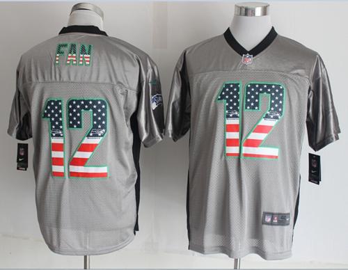 Nike Seahawks #12 Fan Grey Men's Stitched NFL Elite USA Flag Fashion Jersey Nike Seahawks #12 Fan Grey Men's Stitched NFL Elite USA Flag Fashion Jersey