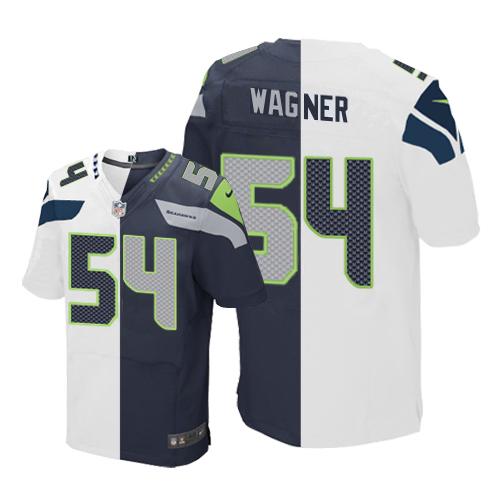 Nike Seahawks #54 Bobby Wagner White/Steel Blue Men's Stitched NFL Elite Split Jersey Nike Seahawks #54 Bobby Wagner White/Steel Blue Men's Stitched NFL Elite Split Jersey