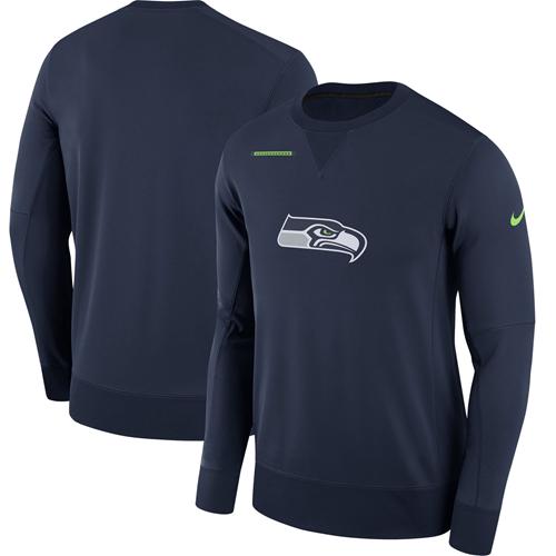 Men's Seattle Seahawks Nike Navy Sideline Team Logo Performance Sweatshirt Men's Seattle Seahawks Nike Navy Sideline Team Logo Performance Sweatshirt