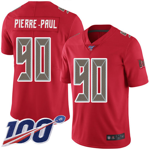 Nike Buccaneers #90 Jason Pierre-Paul Red Men's Stitched NFL Limited Rush 100th Season Jersey Nike Buccaneers #90 Jason Pierre-Paul Red Men's Stitched NFL Limited Rush 100th Season Jersey