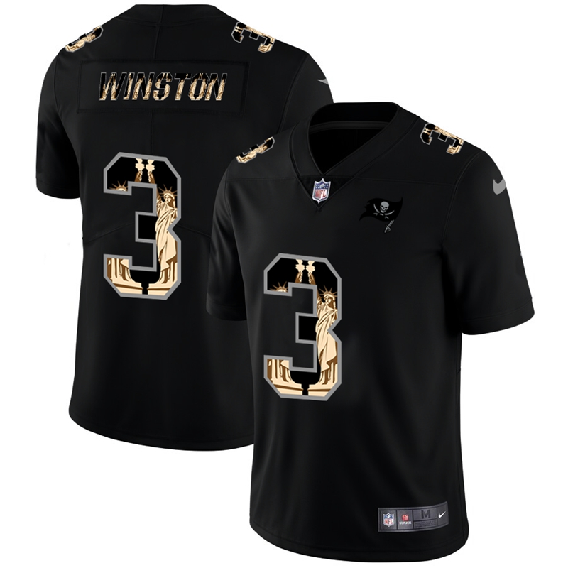 Tampa Bay Buccaneers #3 Jameis Winston Carbon Black Vapor Statue Of Liberty Limited NFL Jersey Tampa Bay Buccaneers #3 Jameis Winston Carbon Black Vapor Statue Of Liberty Limited NFL Jersey