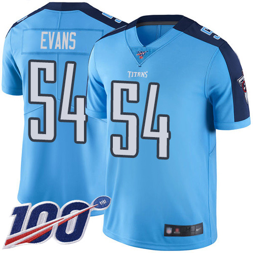 Nike Titans #54 Rashaan Evans Light Blue Men's Stitched NFL Limited Rush 100th Season Jersey Nike Titans #54 Rashaan Evans Light Blue Men's Stitched NFL Limited Rush 100th Season Jersey