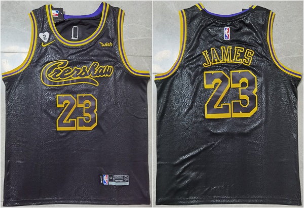 Men's Los Angeles Lakers #23 LeBron James Black Jersey With GiGi Patch Stitched Jersey Men's Los Angeles Lakers #23 LeBron James Black Jersey With GiGi Patch Stitched Jersey