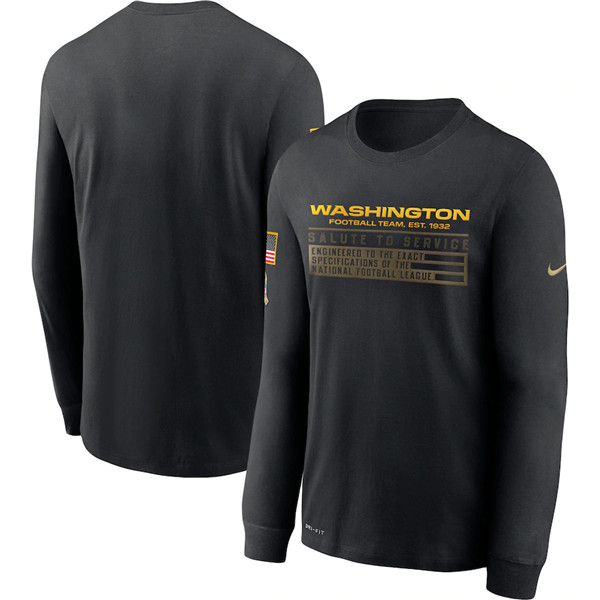 Men's Washington Football Team Black NFL 2020 Salute To Service Sideline Performance Long Sleeve T-Shirt Men's Washington Football Team Black NFL 2020 Salute To Service Sideline Performance Long Sleeve T-Shirt