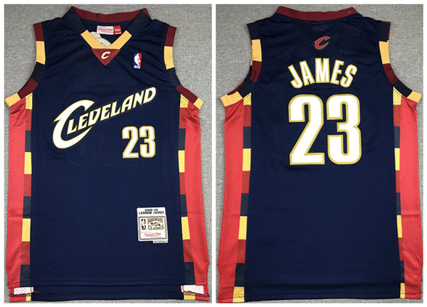 Men's Cleveland Cavaliers #23 LeBron James 2008-09 Navy NBA Throwback Stitched Jersey Men's Cleveland Cavaliers #23 LeBron James 2008-09 Navy NBA Throwback Stitched Jersey