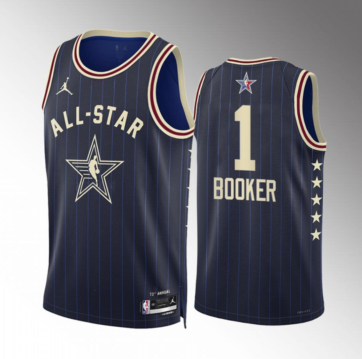 Men's 2024 All-Star #1 Devin Booker Navy Stitched Basketball Jersey Men's 2024 All-Star #1 Devin Booker Navy Stitched Basketball Jersey