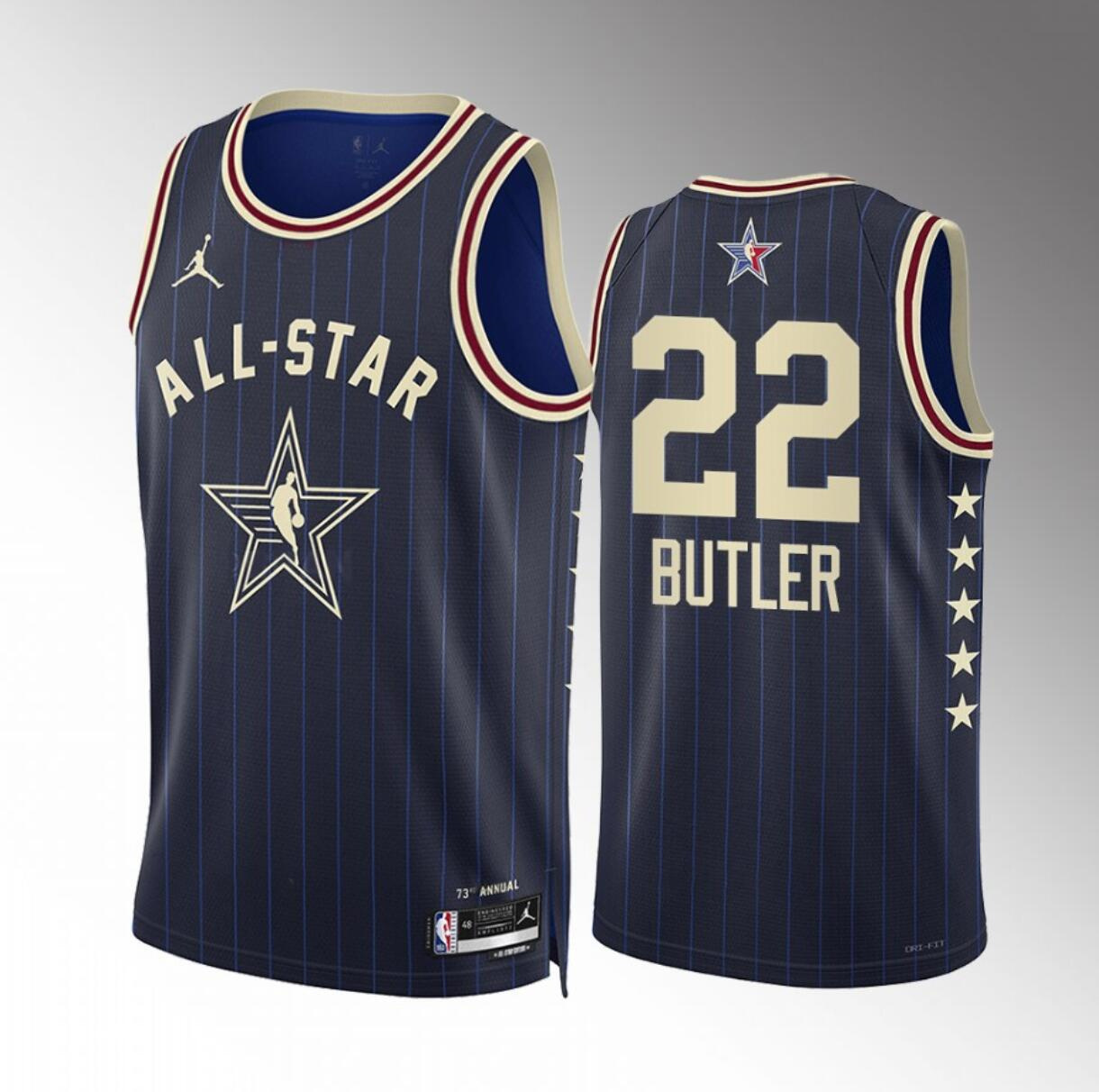 Men's 2024 All-Star #22 Jimmy Butler Stitched Navy Basketball Jersey Men's 2024 All-Star #22 Jimmy Butler Stitched Navy Basketball Jersey