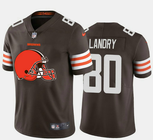 Men's Cleveland Browns #80 Jarvis Landry Brown 2020 Team Big Logo Limited Stitched Jersey Men's Cleveland Browns #80 Jarvis Landry Brown 2020 Team Big Logo Limited Stitched Jersey
