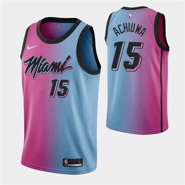 Men's Miami Heat #15 Precious Achiuwa 2021 Blue/Pink City Edition Vice Stitched NBA Jersey Men's Miami Heat #15 Precious Achiuwa 2021 Blue/Pink City Edition Vice Stitched NBA Jersey